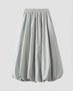 Women's Balloon Midi Skirt with Elasticated Waist and Gathered Bubble Hem
