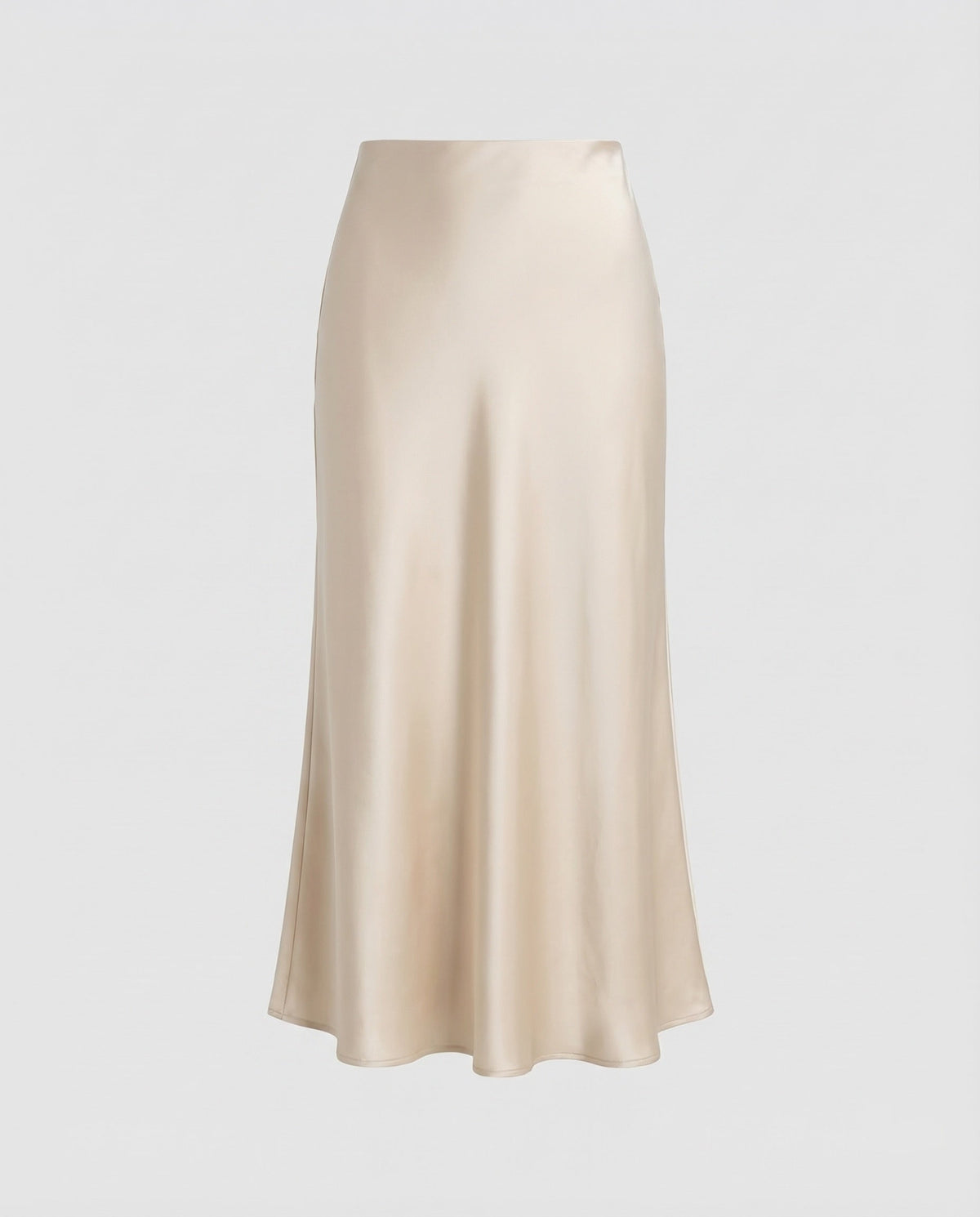 Women's Satin-Look Midi Skirt with High Waist and Gently Flared Hem