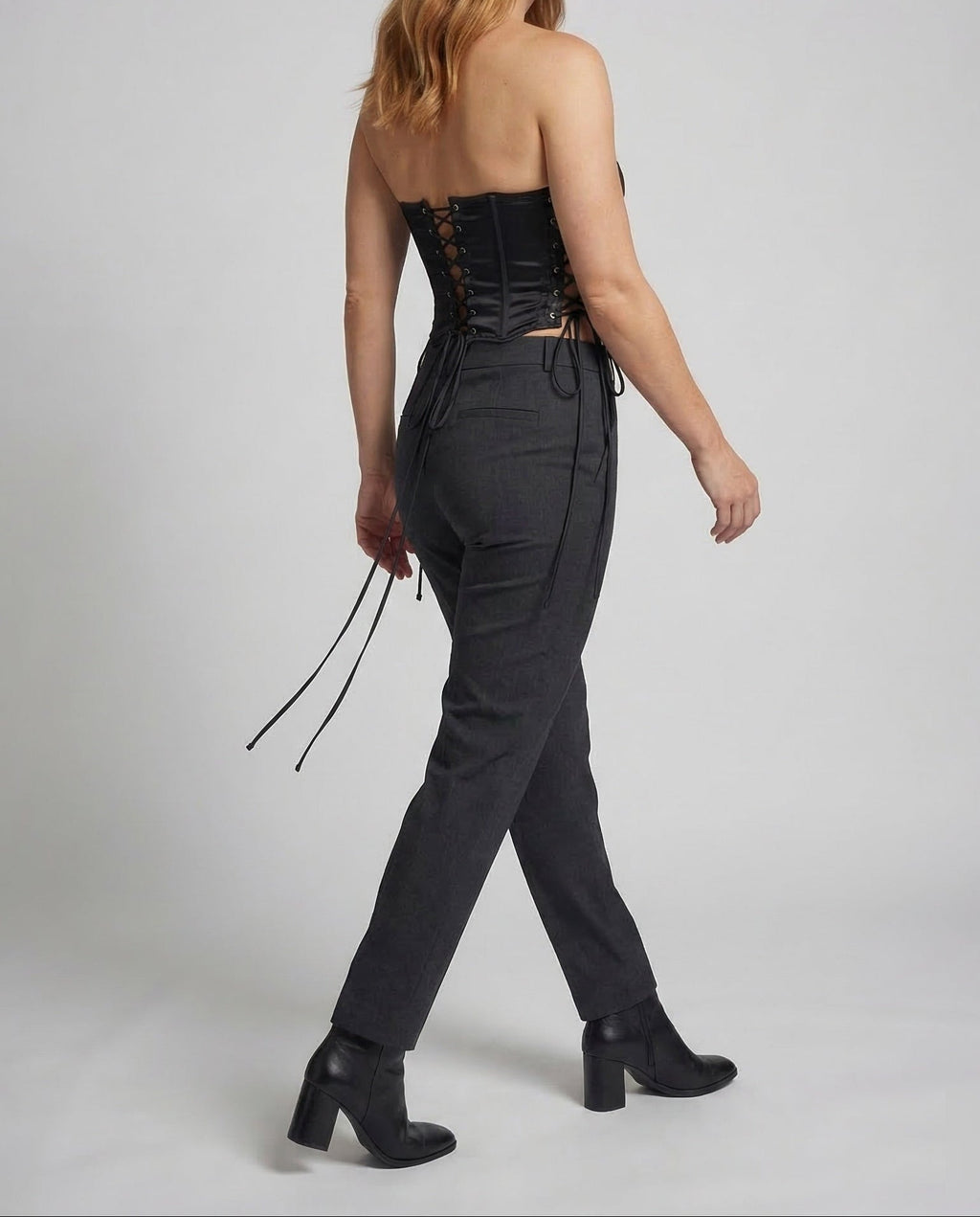Women's Strapless Corset Top with Side Lacing and Sweetheart Neckline