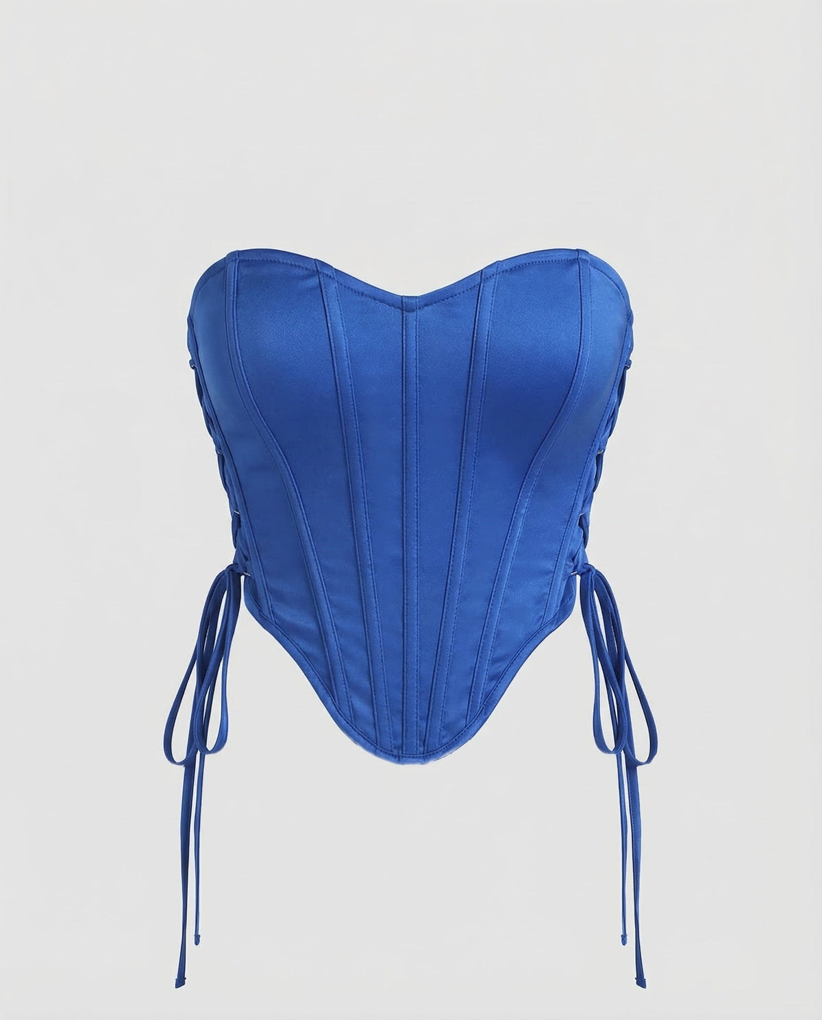 Women's Strapless Corset Top with Side Lacing and Sweetheart Neckline