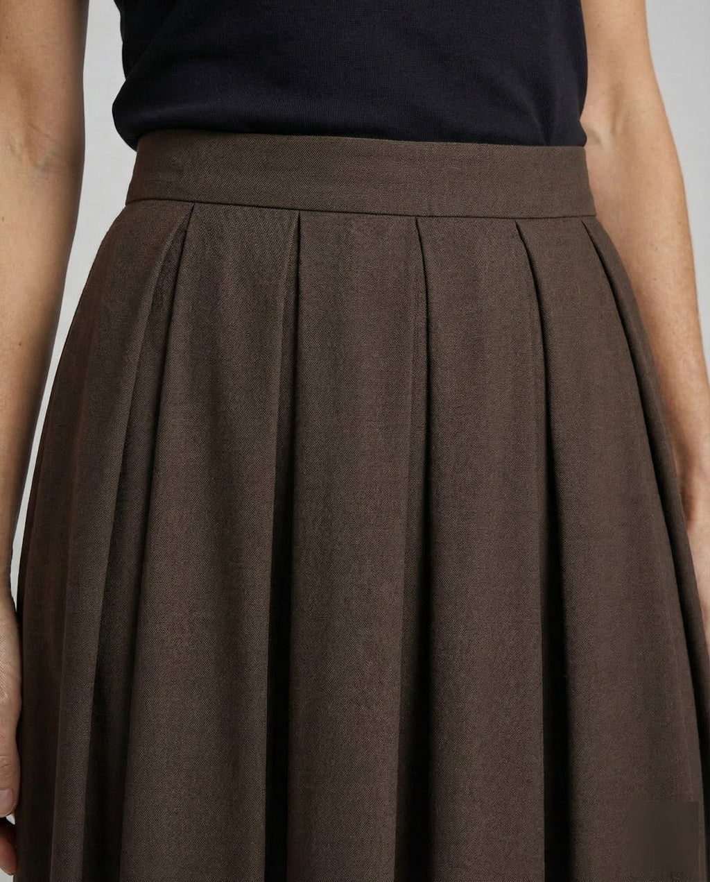 Women's High Waisted Pleated Maxi Skirt – Flowing A Line Long Skirt