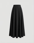 Women's High Waisted Pleated Maxi Skirt – Flowing A Line Long Skirt