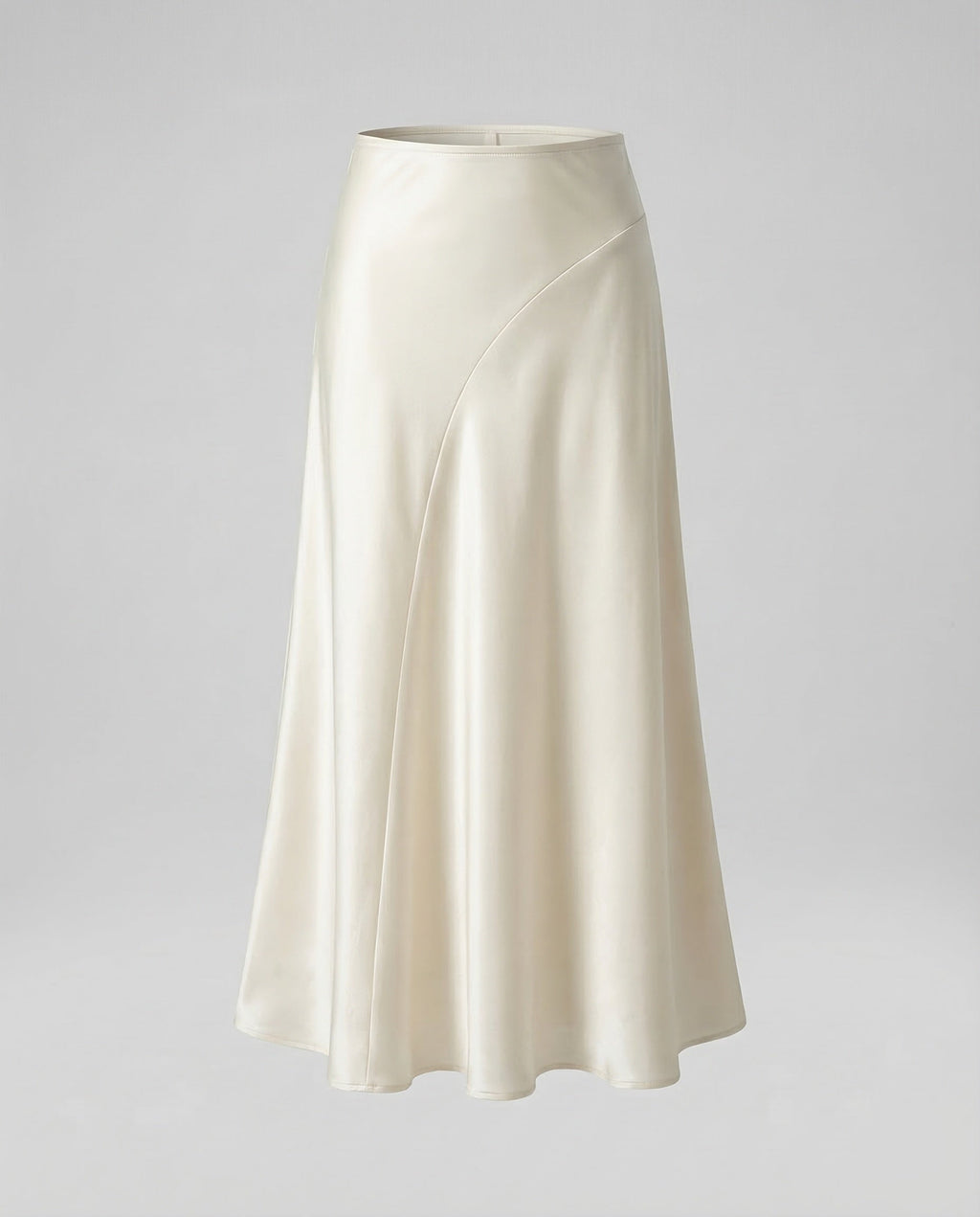 Women's Satin Maxi Skirt with Curved Panel Detailing