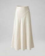 Women's Satin Maxi Skirt with Curved Panel Detailing