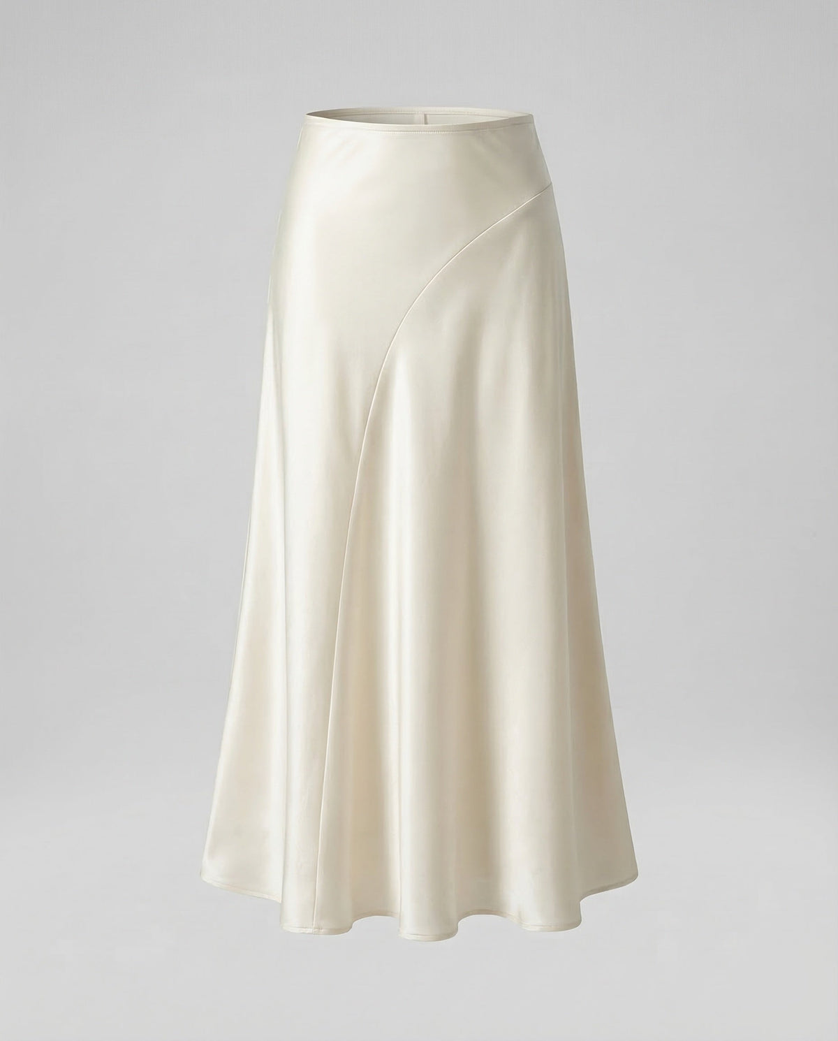 Women's Satin Maxi Skirt with Curved Panel Detailing