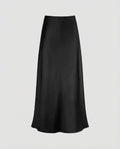 Women's Satin Midi Slip Skirt with Soft Flared Hem