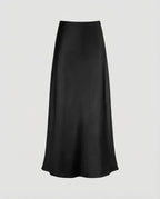 Women's Satin Midi Slip Skirt with Soft Flared Hem