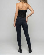 Women's Strapless Corset Bustier Top with Sweetheart Neckline