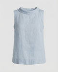 Women's Sleeveless Blouse with Folded Round Neckline and Relaxed A-Line Fit