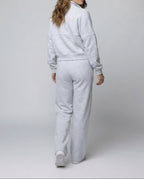 Women's Two-Piece Sweat Set with Cropped Zip Jacket and Wide-Leg Trousers
