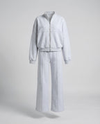 Women's Two-Piece Sweat Set with Cropped Zip Jacket and Wide-Leg Trousers