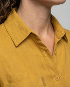 Women's Two-Piece Shirt and Shorts Set with Chest Pockets and High Waist