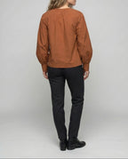 Women's Balloon Sleeve Blouse with Gathered Round Neckline and Wide Cuffs