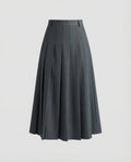 Women's High Waisted Pleated Midi Skirt with Belt Loops