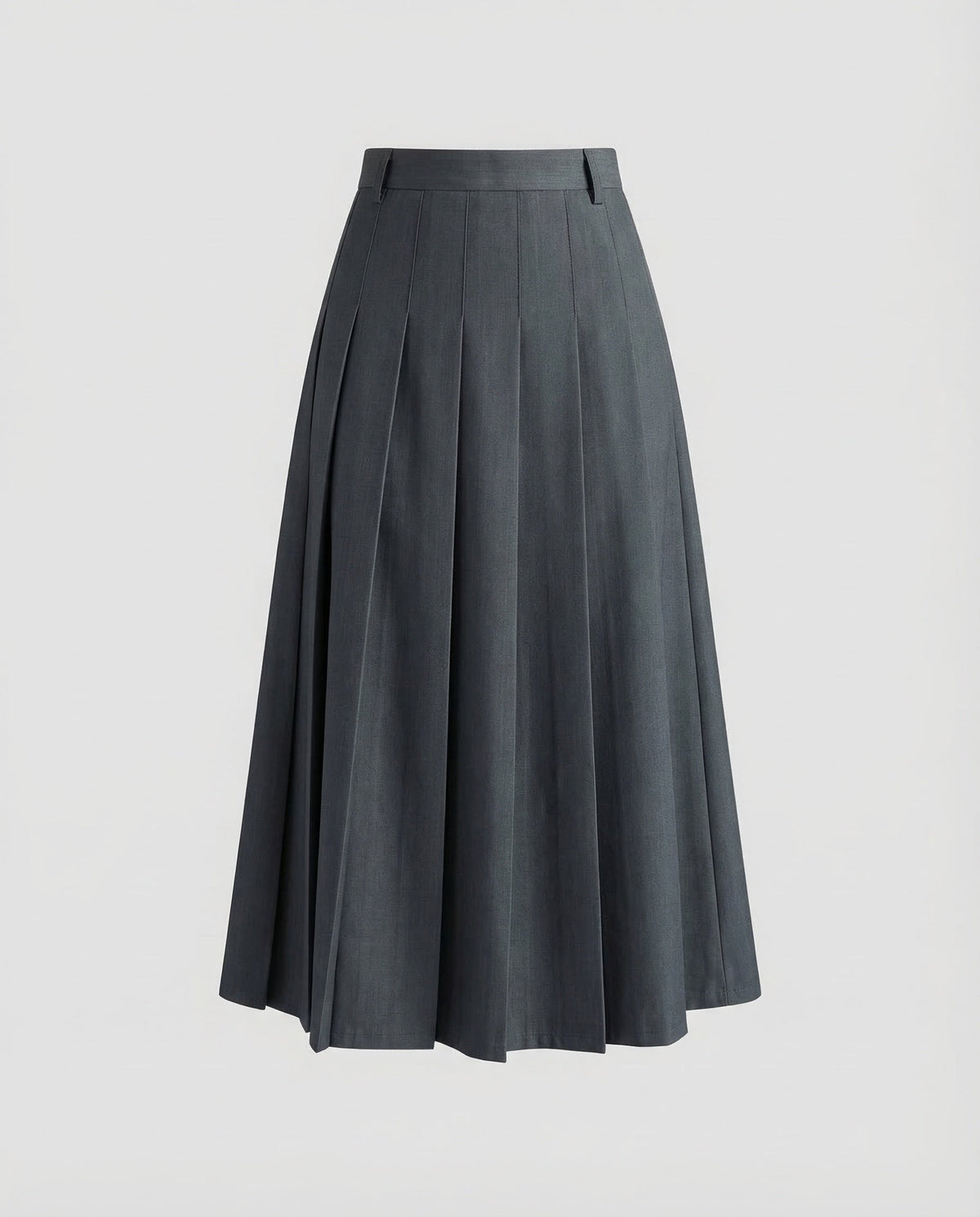 Women's High Waisted Pleated Midi Skirt with Belt Loops