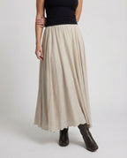 Women's Flowing Maxi Skirt with Softly Gathered Waist and Textured Finish