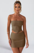 Mocha Ribbed Mini Dress – Sleek Bodycon Everyday Dress | Meave & Ivy