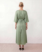 Open Back Tie-Back Wedding Guest Maxi Dress