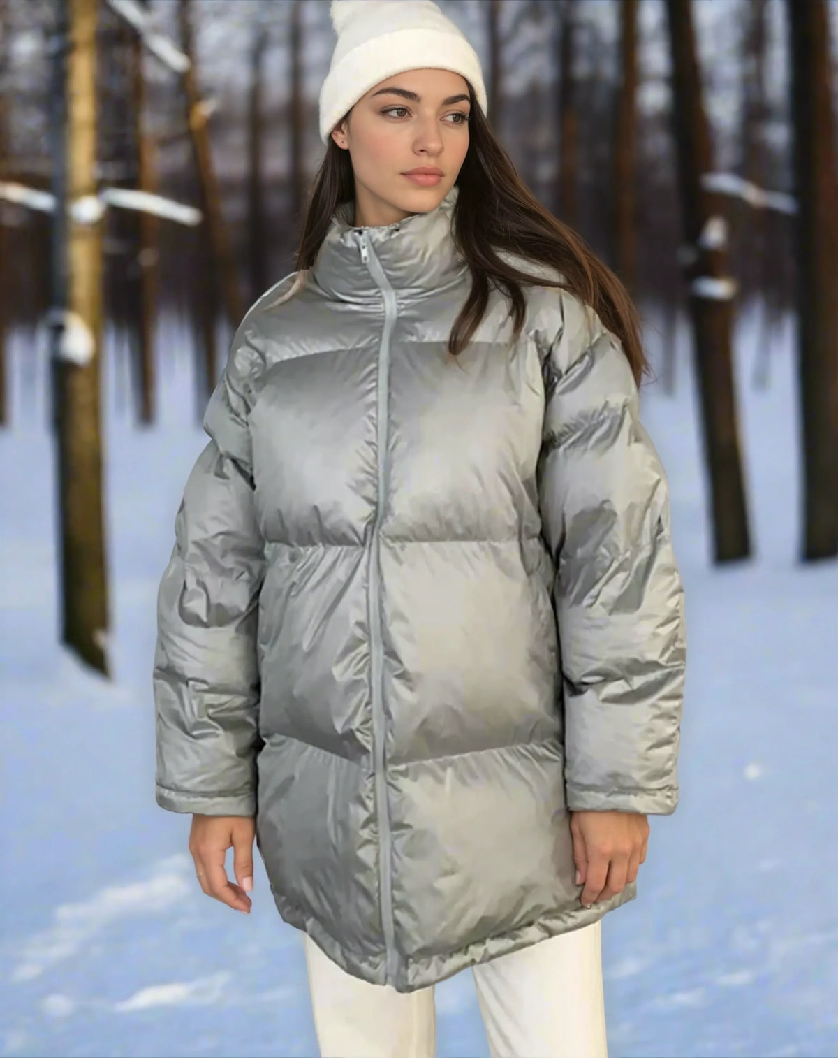 Thick Padded Puffer with High Collar – Oversized Fit
