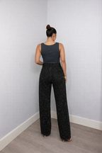 Straight Leg High Waist Jeans with Glitter Detail – Women's Sparkle Denim