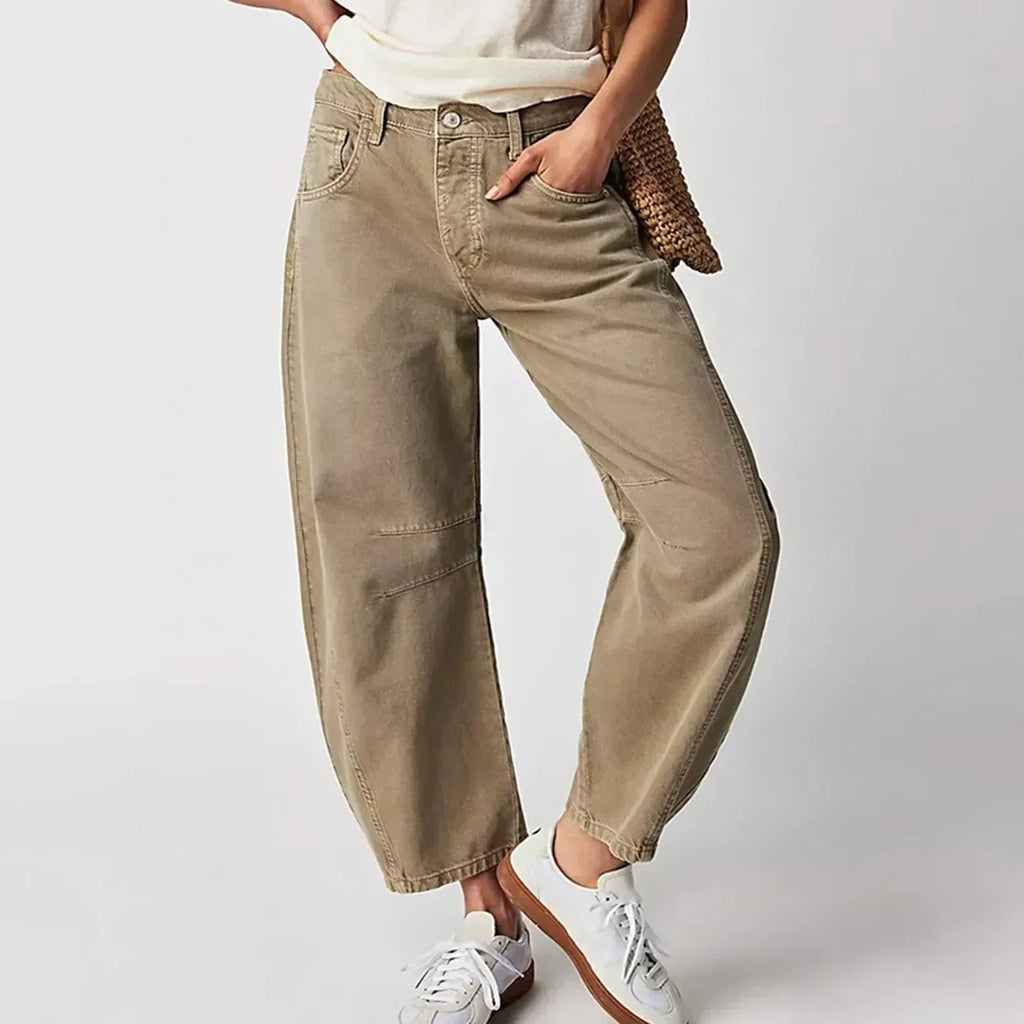 Barrel Leg Jeans – Women's High Waist Relaxed Tapered Denim