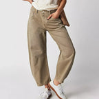 Barrel Leg Jeans – Women's High Waist Relaxed Tapered Denim