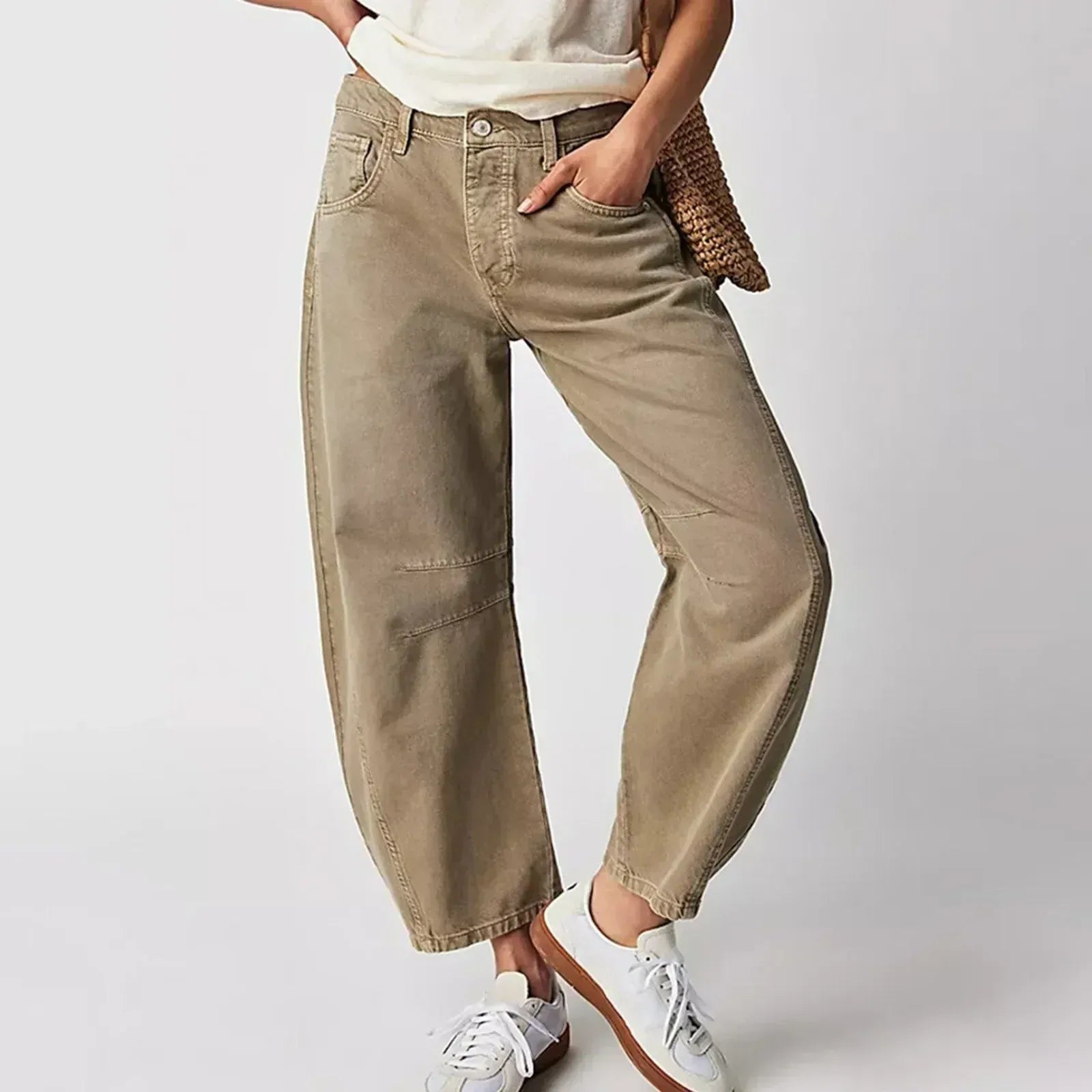 Barrel Leg Jeans – Women's High Waist Relaxed Tapered Denim