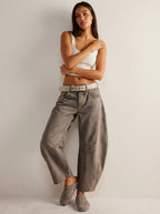 Barrel Leg Jeans – Women's High Waist Relaxed Tapered Denim