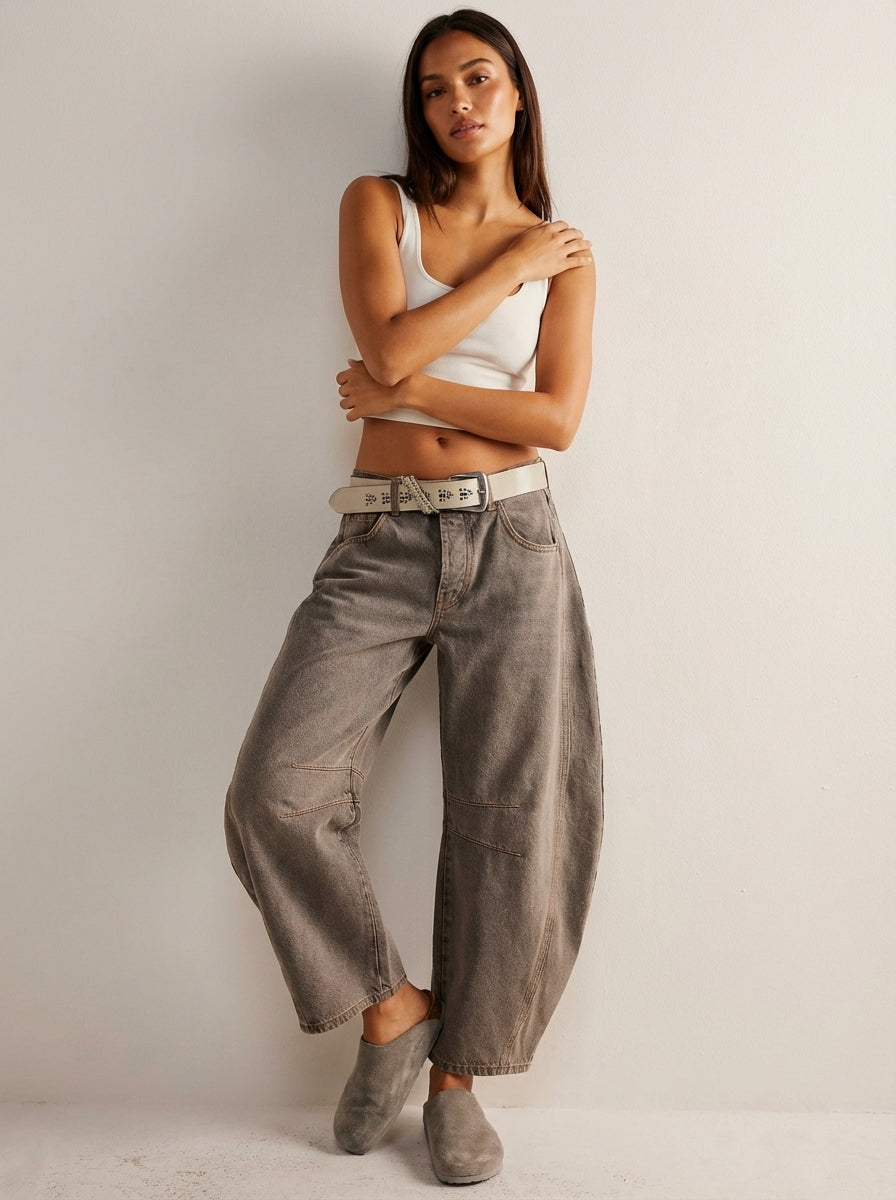 Barrel Leg Jeans – Women's High Waist Relaxed Tapered Denim