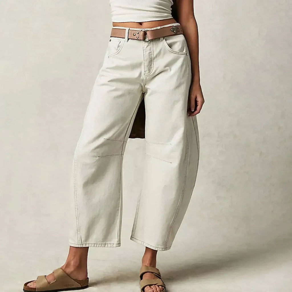 Barrel Leg Jeans – Women's High Waist Relaxed Tapered Denim