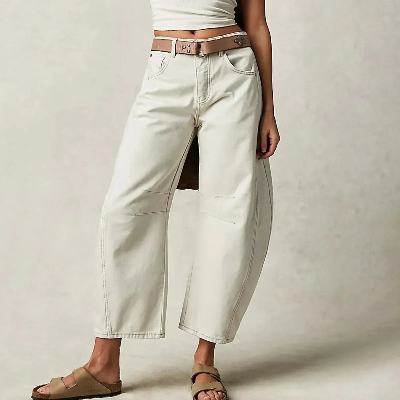Barrel Leg Jeans – Women's High Waist Relaxed Tapered Denim
