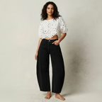Barrel Leg Jeans – Women's High Waist Relaxed Tapered Denim