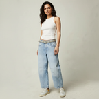 Barrel Leg Jeans – Women's High Waist Relaxed Tapered Denim