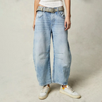 Barrel Leg Jeans – Women's High Waist Relaxed Tapered Denim