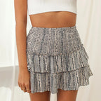 Boho Mini Skirt with Stretch Waistband & Ruffles – Flirty Summer Skirt