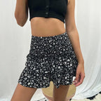 Boho Mini Skirt with Stretch Waistband & Ruffles – Flirty Summer Skirt