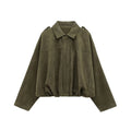 Cropped Suede Look Jacket with Shoulder Epaulettes – Women's Utility Jacket