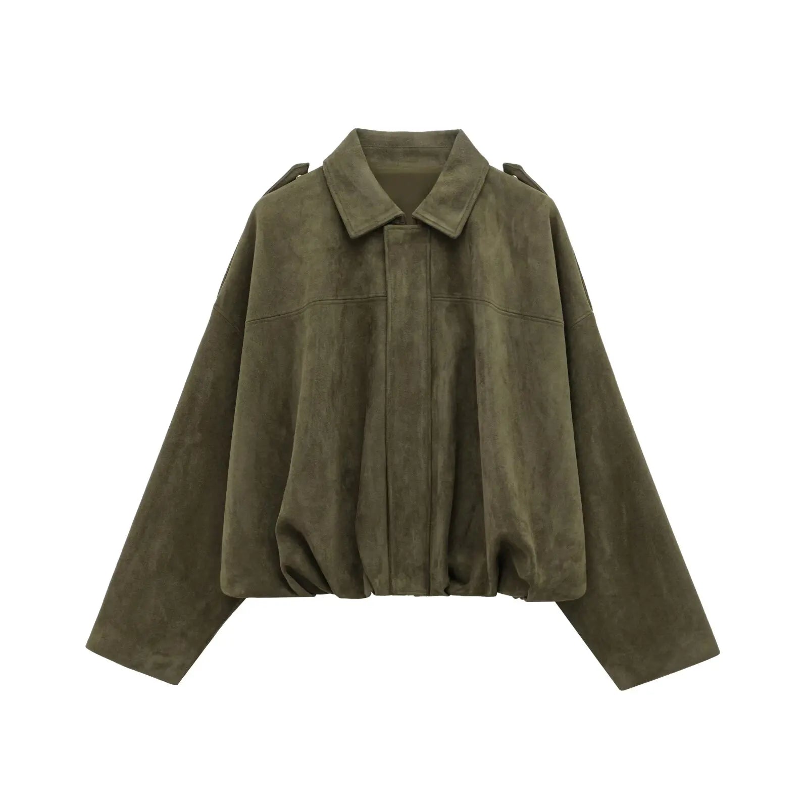 Cropped Suede Look Jacket with Shoulder Epaulettes – Women's Utility Jacket