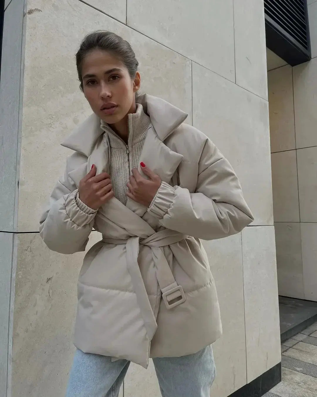 Belted Puffer Jacket – Waist-Defining Winter Warmth