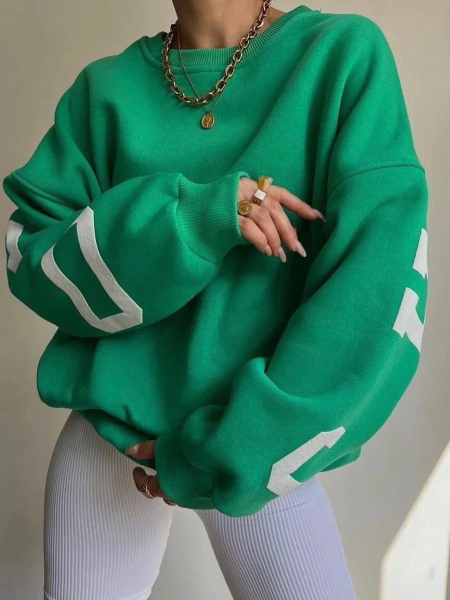 Chicago Print Oversized Sweatshirt – Soft Cotton Blend Streetstyle Jumper