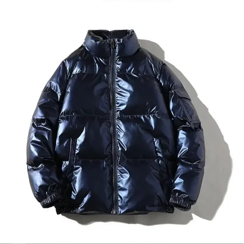 Women's High-Shine Puffer Winter Jacket – Quilted Zip-Up Insulated