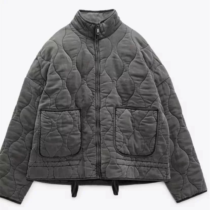 Quilted Everyday Jacket with Pocket Detail & Drawstring Waist