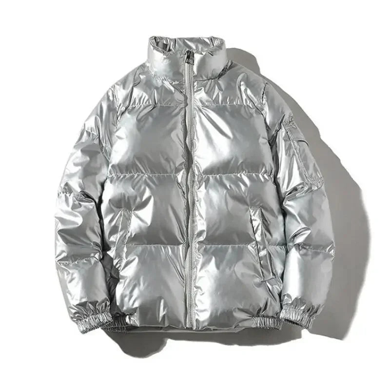 Women's High-Shine Puffer Winter Jacket – Quilted Zip-Up Insulated