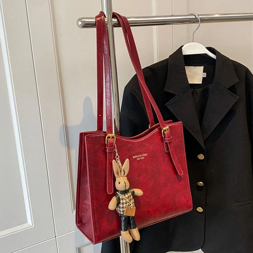 Women's Tote Bag with Bunny Charm – Spacious Everyday Shoulder Bag