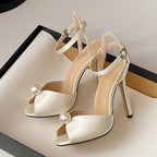 Pearl Ankle Strap Stiletto Sandal – Gladiator Heel | Meave & Ivy