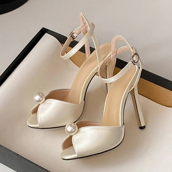 Pearl Ankle Strap Stiletto Sandal – Gladiator Heel | Meave & Ivy