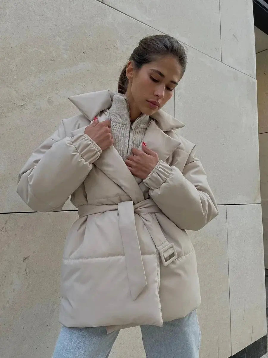 Belted Puffer Jacket – Waist-Defining Winter Warmth
