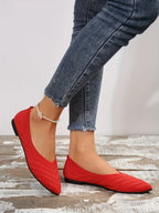 Breathable Knit Ballet Flats with Stretch & Comfort Sole – Pointed Toe Flats