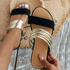 Metallic Strap Orthopedic Slide Sandals