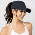Washed Baseball Cap with Ponytail Opening